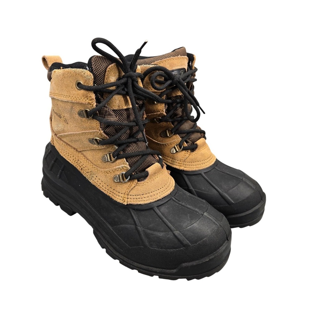 Kamik Wausau Mens Waterproof Winter Snow Boots Tan Black Suede Size 10